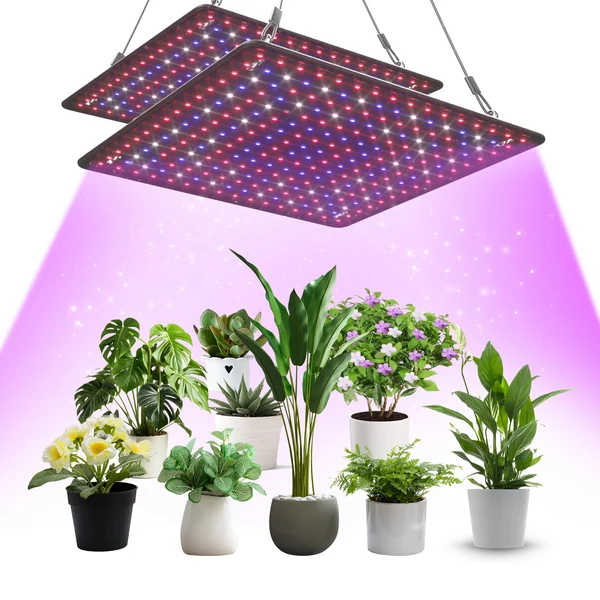 Amazon.com: Uallhome 2 Pack LED Grow Light Panel 200W Lamp for Indoor Plants,  Full Spectrum with White Blue Red UV IR LEDs f