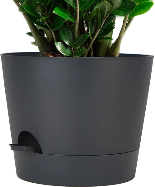 Amazon.com: SwinDuck 12inch Large Self Watering Plant Pot, Plastic Cylinder  Planter with 60Oz Deep Reservoir and Saucer for 