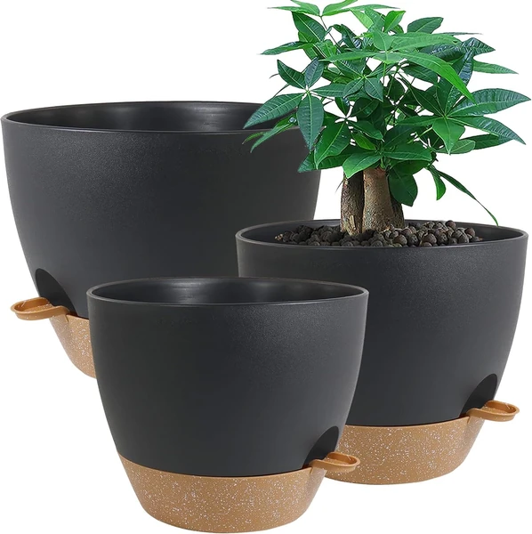 Amazon.com : UOUZ Large Self Watering Pots, 12/10/9 Plastic Planters with  High Drainage Holes and Deep Reservoir for Indoor 
