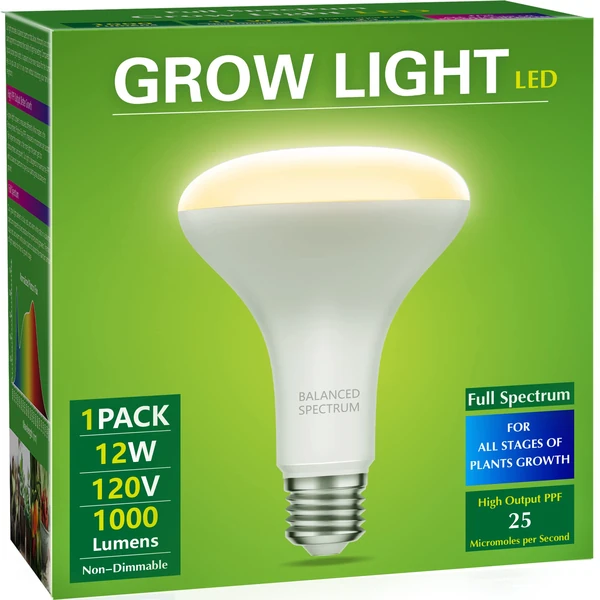 Amazon.com: Briignite LED Grow Light Bulb, BR30 Grow Light Bulbs, Full  Spectrum Grow Light Bulb 12W, 120W Equivalent, Plant 