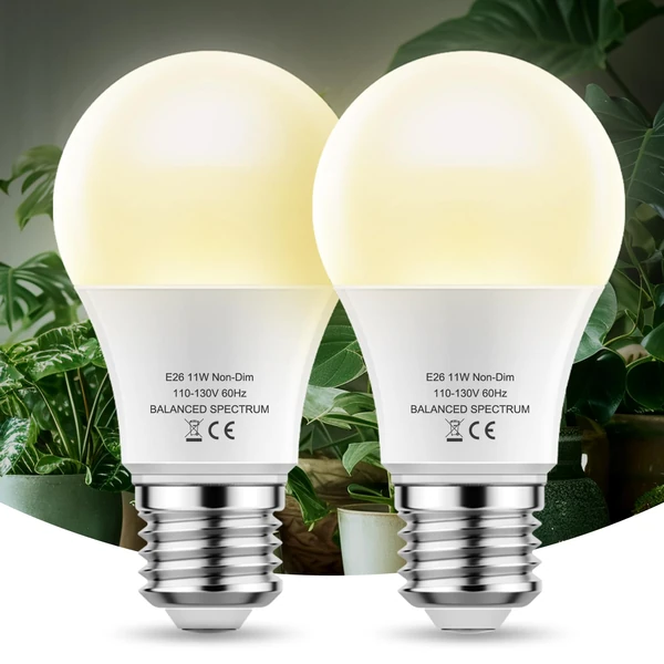 Amazon.com : LED Grow Light Bulb A19 - Full Spectrum E26 Base, 11W (100W  Equivalent) for Indoor Plants, Flowers, Greenhouse 
