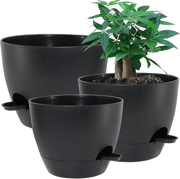 Amazon.com : UOUZ Large Self Watering Pots, 12/10/9 Plastic Planters with  High Drainage Holes and Deep Reservoir for Indoor 
